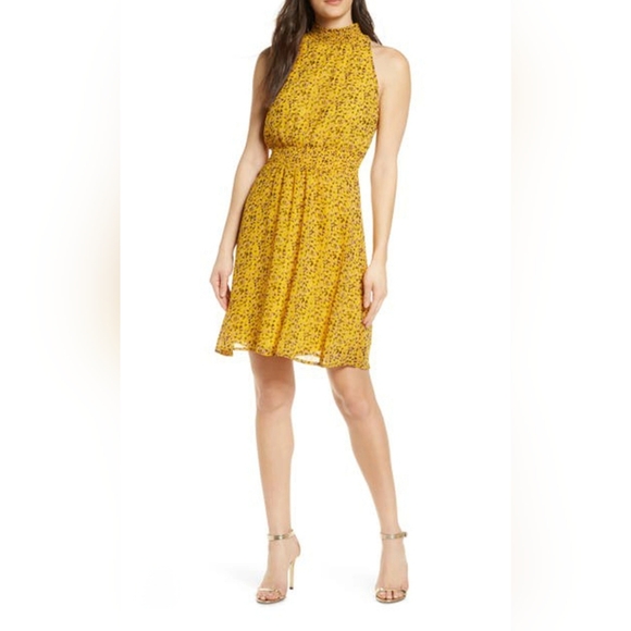Sam Edelman High Neck Sunny Floral Mini Dress Sz.12 - Picture 1 of 8